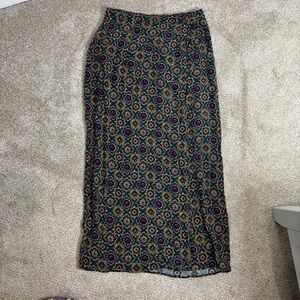 Melrose Studio Maxi Skirt Vintage Side Button Closure Size 12 Paisley Geometric
